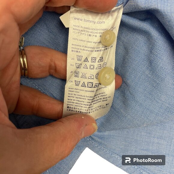 Men's TOMMY HILFIGER Custom Fit Long Sleeve Button Down Chambray Shirt- Size XL - Picture 9 of 11